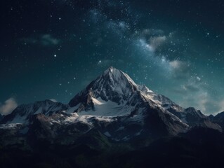 Fototapeta na wymiar Starry sky with galaxy arms over mountains. AI generative.