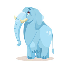Cute Blue Elephant Character Standing with Raised Foot Vector Illustration