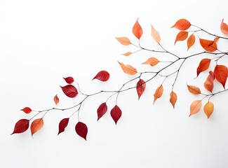 Red, burgundy, brown autumn wild branches created with Generative AI technology