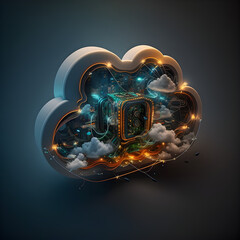 Business Concept Illustration cloud computing AI	
