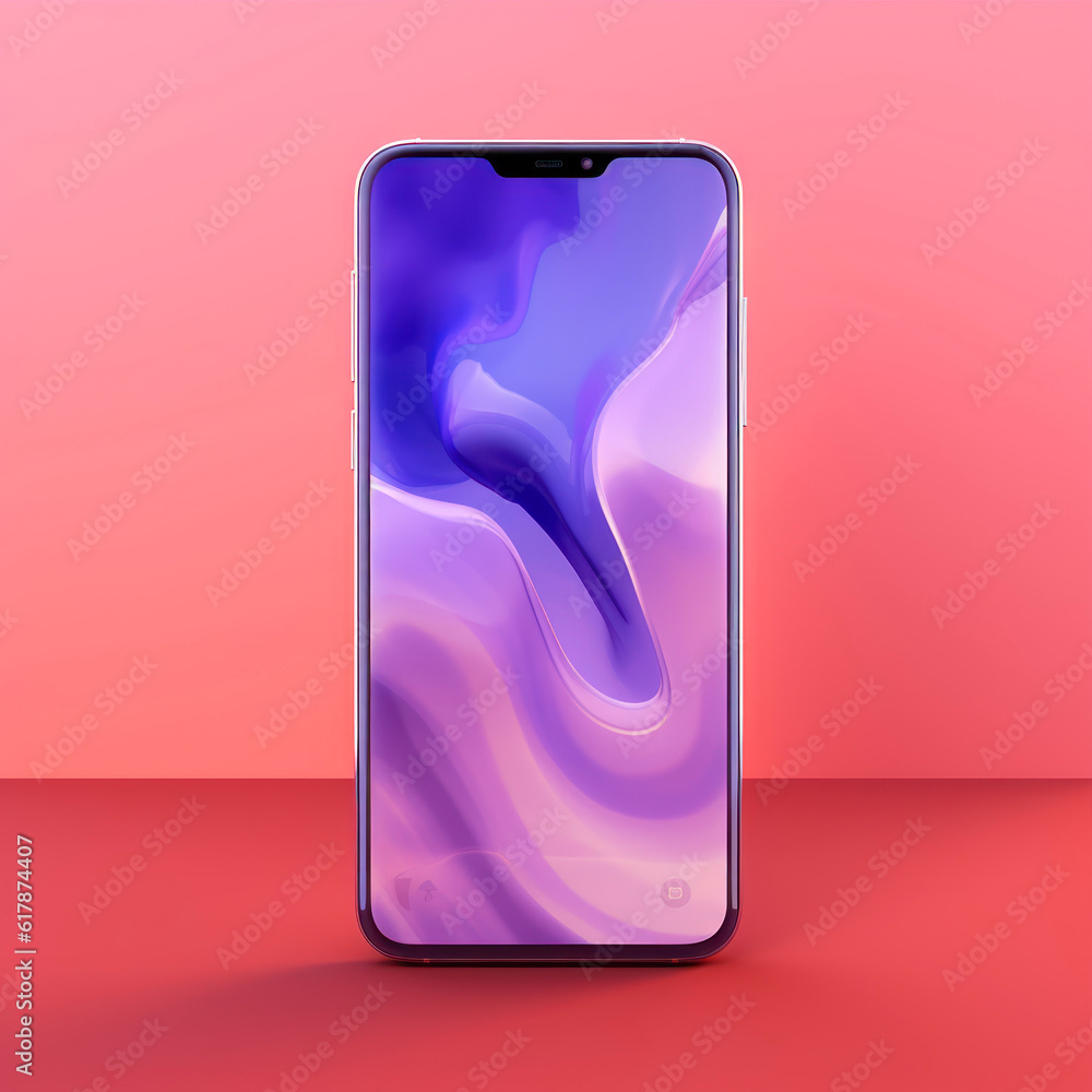 Poster smartphone mockup with abstract background. 3d render illustration. generative ai
