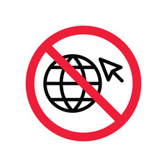 Forbidden Prohibited Warning, caution, attention, restriction label danger. No Web icon. Global network icon. Website vector icon. Site flat sign design. Www symbol pictogram. Www icon. UX UI icon