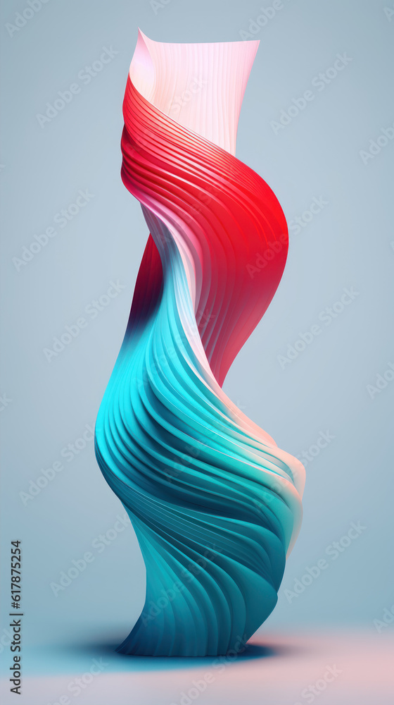 Poster abstract 3d rendering of wavy shape. futuristic background design. generative ai