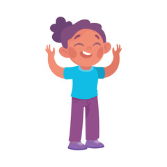 Playful Little Girl Cheering Enjoying Summer Vector Illustration