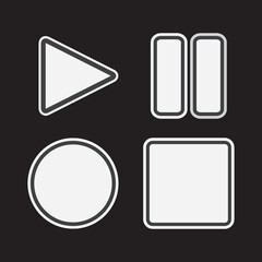 Media Player icon design in  black background, Play, Pause, Record And Stop Buttons multimedia interface, Music, audio,  Line vector illustration
