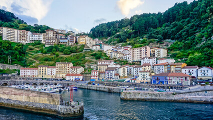 Fototapeta na wymiar Panoramic of a typical coastal town in the Basque Country