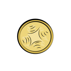 Yellow coin icon. Vector illustration isolated. Game element.