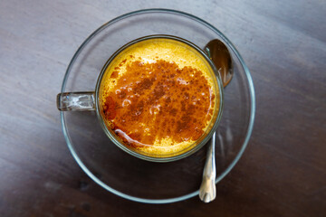 Traditional Egg Coffee on Street of Hanoi Old Quarters Vietnam. The coffee flavours and texture is so delicious a must coffee to try when your in Vietnam 