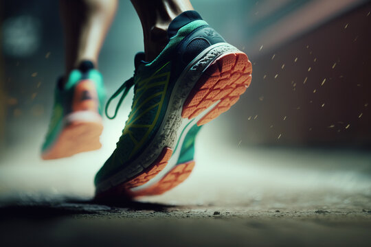 ai generated  Illustration Legs of a runner on a morning run