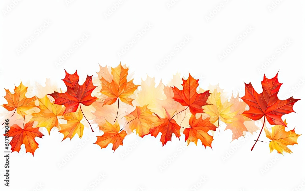 Poster autumn fall banner with falling maple leaves . flying color leaves isolated on white background crea