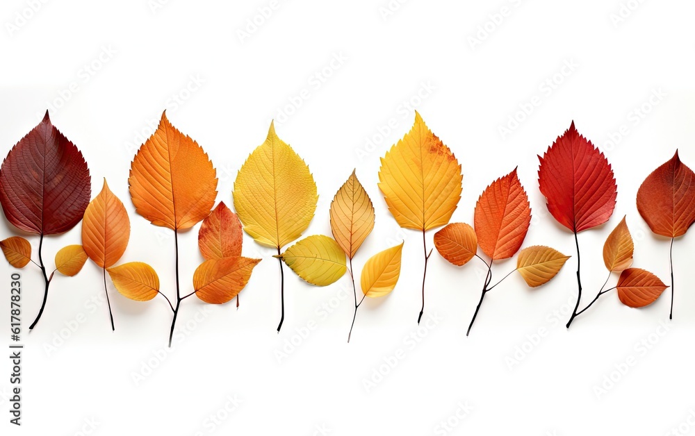 Poster autumn fall banner with falling maple leaves . flying color leaves isolated on white background crea
