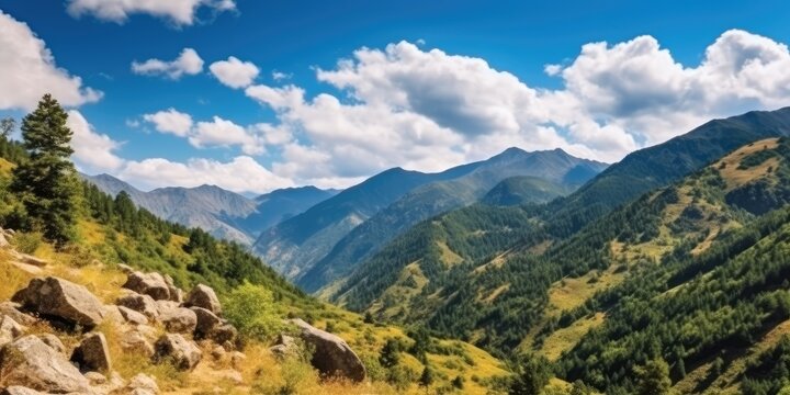 Beautiful scenery in the mountains. Generative AI
