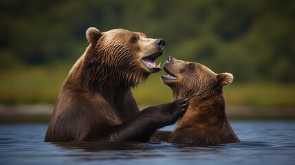 Obraz premium brown bear (Ursus arctos). AI generative