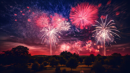 4th of July Firework show at night