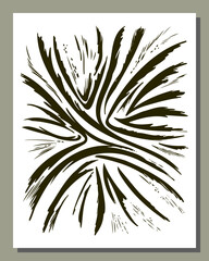 Abstract floral poster. Fashion hand drawn plant in naive Matisse style. Decorative modern botanical wall art. Black and white vector illustration isolated