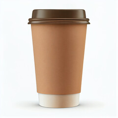 Paper cup for takeaway coffee. Cup with lid isolated on white background. Generative AI.