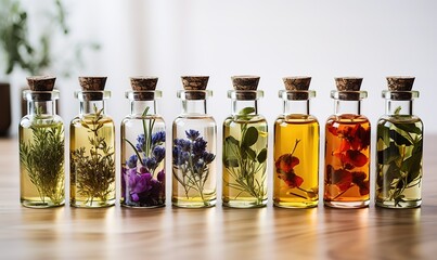 oils - the concept of products for health and beauty, containers with body oils