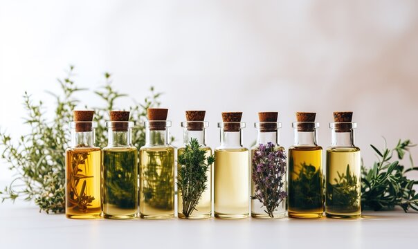 oils - the concept of products for health and beauty, containers with body oils
