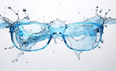 glasses in water splashes, vision, health concept