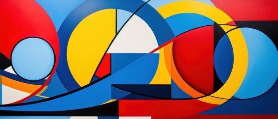 Fototapeta premium Pop art with bright colors. Geometric shapes and dynamic patterns. Generative AI