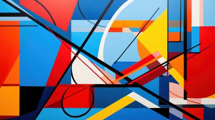 Fototapeta premium Pop art with bright colors. Geometric shapes and dynamic patterns. Generative AI