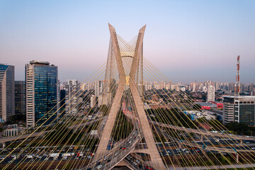 Fototapeta na wymiar Postcard from the city of São Paulo, Brazil. Octavio Frias de Oliveira bridge