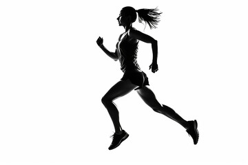 Fototapeta na wymiar silhouette of a female runner 