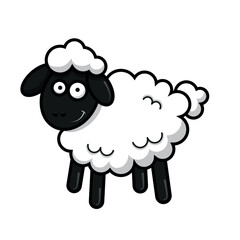 Vector cute cartoon sheep design isolated on white background. Sheep icon. Cartoon style sheep icon design element. Sheep design for islamic holiday or natural concepts.