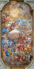 Tuinposter NAPLES, ITALY - APRIL 21, 2023: The ceiling fresco  of Assumption in the church Chiesa dei Santi Filippo e Giacomo by Jacopo Cestaro (1759). © Renáta Sedmáková