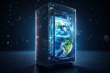 earth in fridge concept of cooling down climate