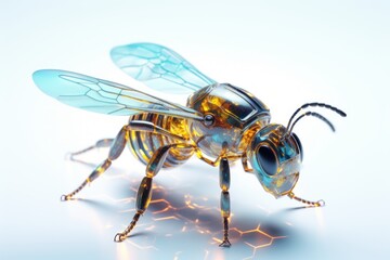 robotic pollinator artificial bee future of  sustainable agriculture on white background