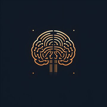 Minimalistic Brain Logo: Art Deco Style for Intellectual Branding