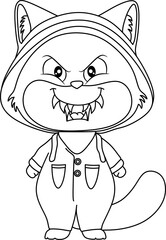 Scary cat line art for coloring book page