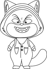 Scary cat line art for coloring book page