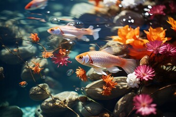 aesthetically pleasing underwater photography with lots of fish swimming around