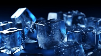 ice cubes on black background generative ai