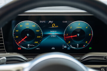 car dashboard with speedometer