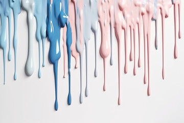 Obraz na płótnie Canvas Colorful paint dripping on white background. Generative AI illustration