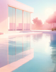 Pink house with pool