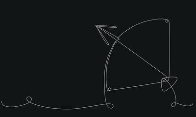 Sagittarius zodiac constellation one single hand drawing continues line banner. Vector stock illustration isolated on black chalkboard background. Editable stroke line.