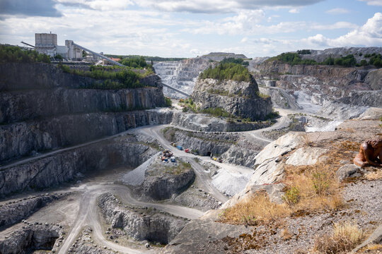 Open pit mine, open-pit mine in Parainen, Finland. Open pit mining.