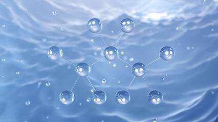 octafluoropropane molecular structure, 3d model molecule, greenhouse gas, structural chemical formula view from a microscope