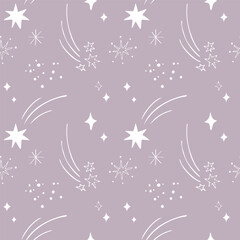 Stars starfall night luminaries seamless pattern illustration hand drawn.Fashion background ornament boho style. Backdrop for web, packaging design, fabric, print, template ,children's fabrics, print