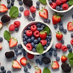 blueberries and raspberries, AI generative