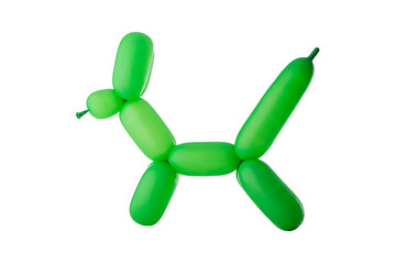 Party balloon dog green figure isolated on the white background