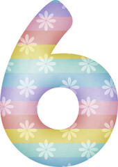 Number 6 with flower pattern