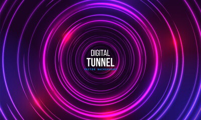 Portal with light effects. Neon tunnel. Abstract technology background. Vector illustration.