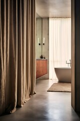 minimalist premiere bathroom in luxury home. Generative AI