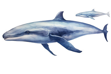Blue whale. Transparent background. generative AI