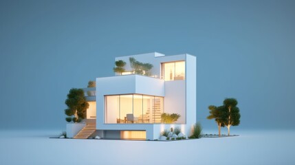 Modern house isolated on background,Concept for real estate or property.3d rendering